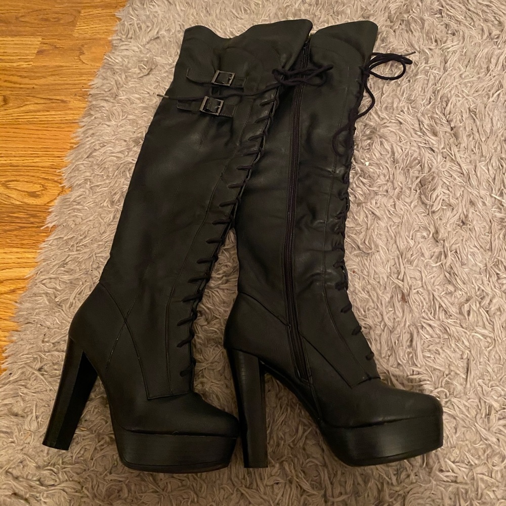 Nice Tall Faux Leather High Heel Boots